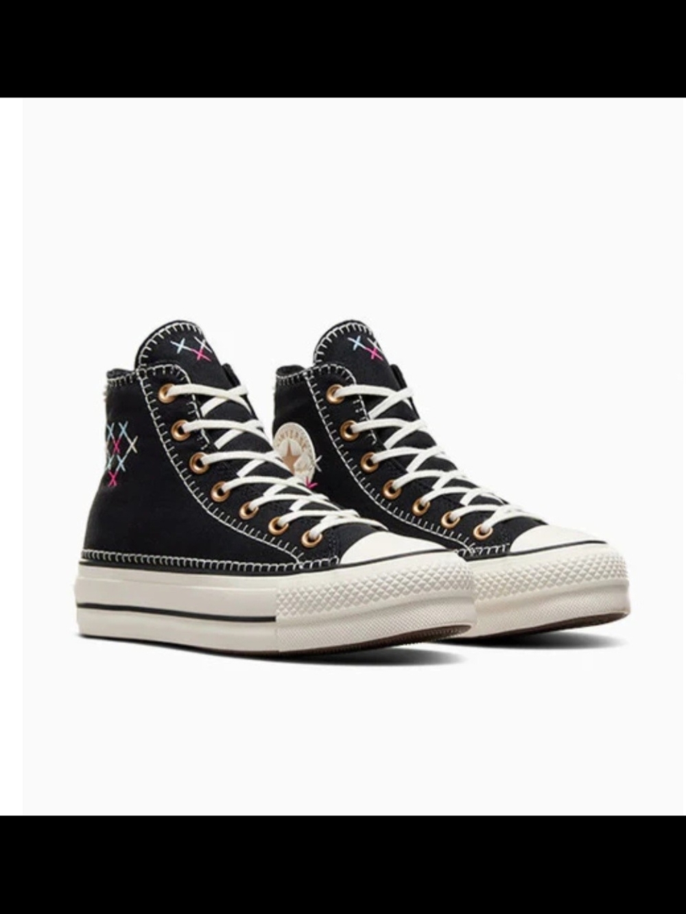 New Converse Chuck Taylor All Star Black Lift Platform Crafted Stitching 7.5